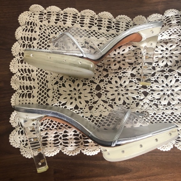 Stuart Weitzman Clear Square Toe Y2K Rhinestone - Picture 12 of 14